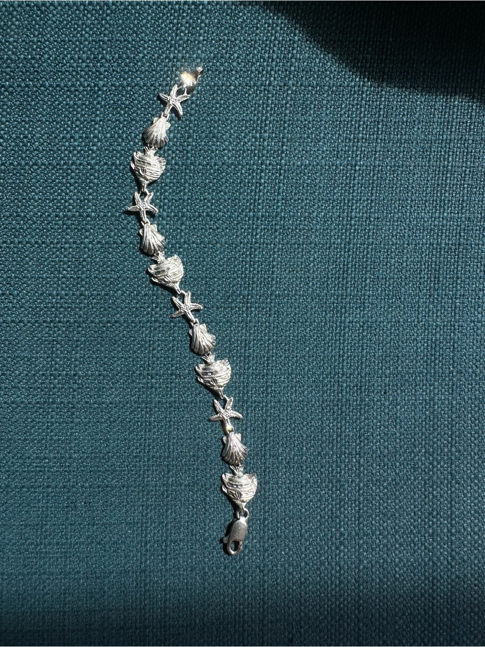 Vintage 925 Sterling Silver Shell & Starfish Bracelet - Women's Beach Jewelry - Picture 3 of 8